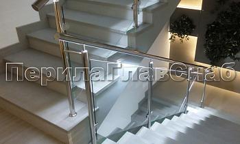 Нержавеющие перила и ограждения со стеклом и подсветкой в Красноярске. Готовые проекты ПерилаГлавСнаб