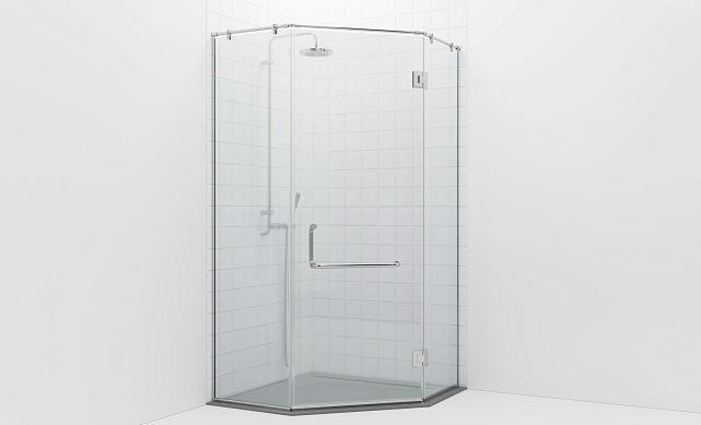 Комплект фурнитуры для трапециевидной душевой перегородки на профиле с угловой штангой t553-1 Комплект фурнитуры для трапециевидной душевой перегородки на профиле с угловой штангой t553-1