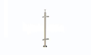 Стойка круглая  Ø38.1: 2 пластинчатых стеклодержателя, полированная, высота 950 мм (AISI 304) k729 купить в Красноярске