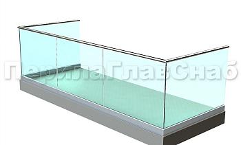 Ограждение на несущем стекле на алюминиевом профиле для балкона в Красноярске. Готовые проекты ПерилаГлавСнаб