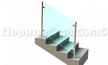 Ограждения лестницы без поручня с зажимными стеклодержателями и стойками в Красноярске. Готовые проекты ПерилаГлавСнаб