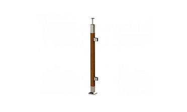 Готовая стойка 40х40х950 мм, деревянная, со вставками из нержавеющей стали 2х100 мм с 2 зажимными стеклодержателями k740-4-R купить в Красноярске