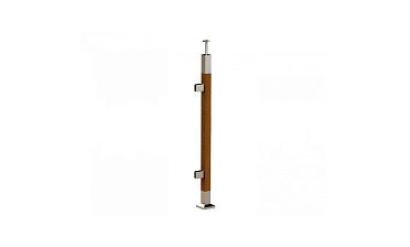 Готовая стойка 40х40х950 мм, деревянная, со вставками из нержавеющей стали 2х100 мм с 2 зажимными стеклодержателями k740-4-L купить в Красноярске