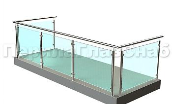 Ограждение из нержавеющей стали со стеклами для балкона в Красноярске. Готовые проекты ПерилаГлавСнаб