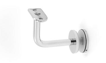 Держатель поручня Ø50.8 мм, на стекло 10-17 мм, Ø43х5 мм, вынос 60х70, нержавеющая сталь, полированная (AISI 304) k008-3 купить в Красноярске