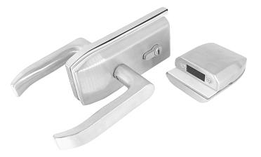 Замок с нажимной ручкой и притвором, евроцилиндр односторонний ключ/защелка, с ответной частью на стекло, шлифованный t155-3 SSS  купить в Красноярске