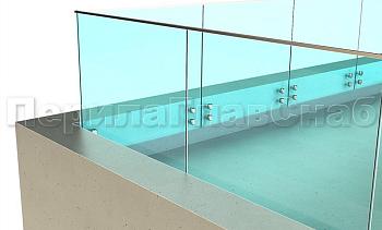 Ограждение на несущем стекле с торцевым креплением для крыш в Красноярске. Готовые проекты ПерилаГлавСнаб