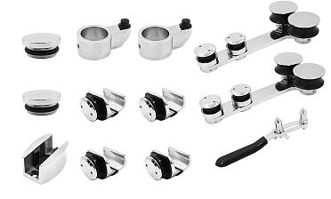 Комплект раздвижной системы для стеклянных дверей, AISI 304, полированный t406 купить в Красноярске