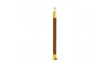 Готовая стойка 40х40х950 мм, деревянная нелакированная, со вставками из нержавеющей стали под золото 2х100 мм k740-G купить в Красноярске