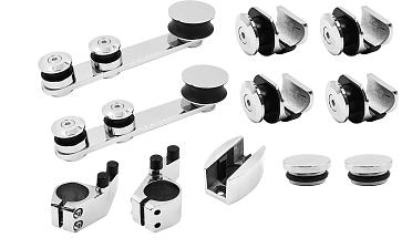 Комплект раздвижной системы для стеклянных дверей, AISI 304, полированный t405 купить в Красноярске