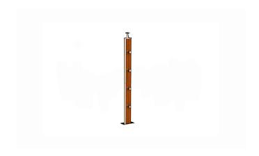 Дизайнерская плоская комбинированная стойка в сборе из шлифованной нержавеющей стали и древесины дуба с четырьмя ригеледержателями k742-2 купить в Красноярске