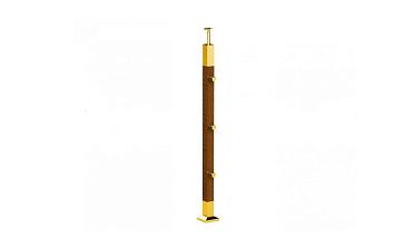 Готовая стойка 40х40х950 мм, деревянная, со вставками из нержавеющей стали 2х100 мм с 3 ригеледержателями k740-1-G купить в Красноярске