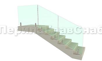Цельностеклянное лестничное ограждение на министойках из нержавеющей стали для крыльца в Красноярске. Готовые проекты ПерилаГлавСнаб