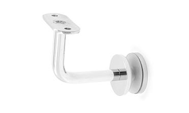 Держатель поручня на стекло 10-17 мм, с ложементом на плоскость, вынос 60х70 мм, Ø43х5 мм, нержавеющая сталь AISI 304, полированная k008-4 купить в Красноярске