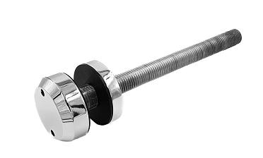 Стеклодержатель Ø50х10х18, шпилька М16х205 мм, для стекла 8-40 мм, AISI (201), с возможностью регулировки выноса до 65 мм, для торцевого крепления стекла, полированный, литой k277-3 купить в Красноярске