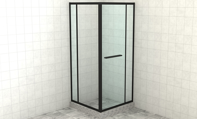 Комплект душевой с внутренней подвижной дверью,толщина стекла 8мм, 900х900х2000, AUSI 304, черная t470 Bl 8 Комплект душевой с внутренней подвижной дверью,толщина стекла 8мм, 900х900х2000, AUSI 304, черная t470 Bl 8