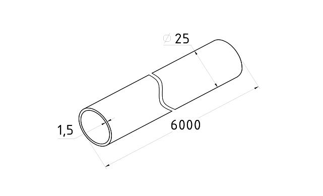 Труба круглая нержавеющая Ø25.4х1.5х6000 мм, тройная полировка 800GRIT, (AISI201) k850 3