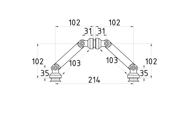 Крепление на три стекла 103 мм, под зенковку tt204-103 SSS 2