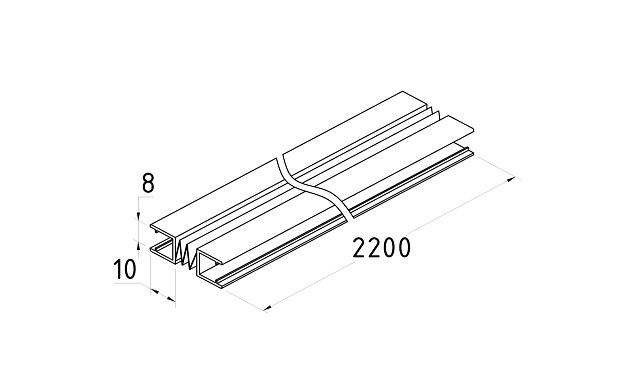 Уплотнитель для стекла в душевую кабину стекло-стекло 8мм зиг-заг 2,2 м t227 2