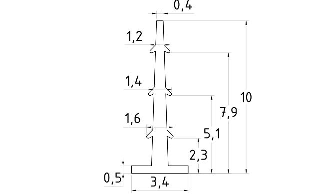 Уплотнитель прозрачный для П-образного алюминиевого профиля t756 (елочка) t755 2
