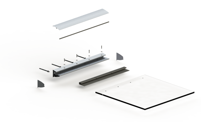 Комплект профиля козырькового анодированного, для стекла 20 мм (10+10 мм), 1500 мм  k300-20-1500 3