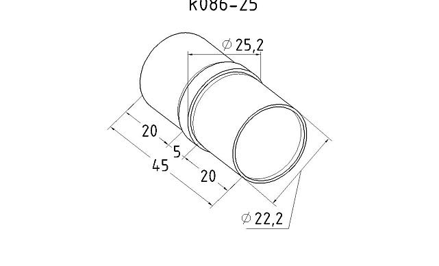 Соединитель трубы Ø25.1х1.45мм, полированный, AISI 304, с насечками k086-25 2