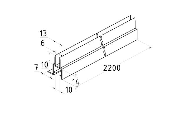 Уплотнитель для стекла в душевую кабину 10 мм, прозрачный, стена-стекло 2200 мм t226 3
