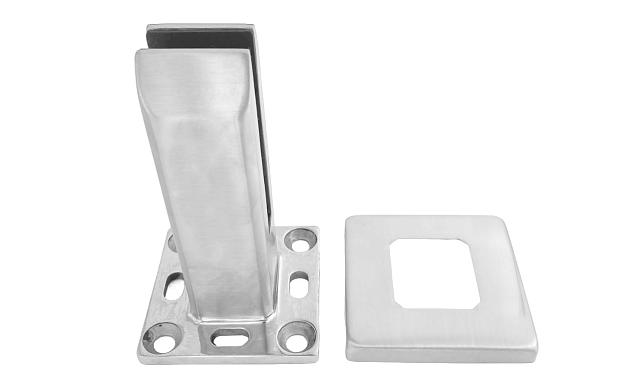 Стеклодержатель литой напольный, плоский 45х50х160 мм, шлифованный, без сверления стекла (AISI 304) Фk275-5-2 4