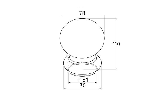 Наконечник шар на стойку Ø50.8 мм, штампованный, полированный, 400 Grit, AISI 201 k075-2 2