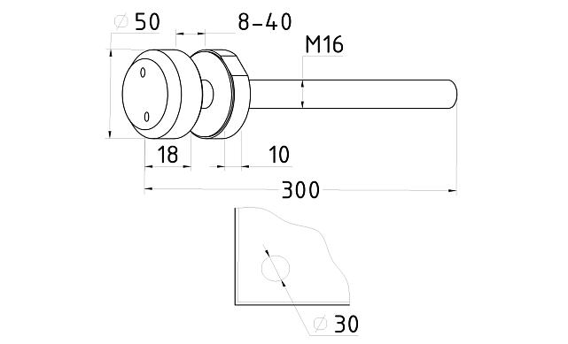 Комплект торцевого крепления несущего стекла, гайка-шайба Ø50х10х18 мм с внутренней резьбой М16, полированный, под золото (AISI 201) Фk277-88 3