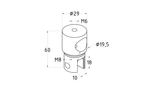 Держатель стекла сквозной, цинк-хром полированный t914 PZn 2