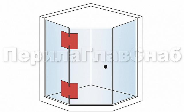 Петля для душевой стекло-стекло 90х55 мм, 135°, нержавеющая сталь AISI 304, шлифованная t302 SSS 2