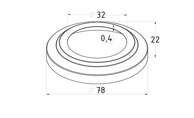 Низ стойки Ø32 мм, S=0,4 мм, внешний Ø78 х12 мм, полированный 400# AISI 201 k007-32 3