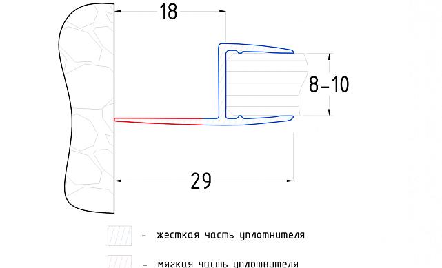 Уплотнитель для стекла 8мм, полупрозрачный черный, 180°, стекло-стекло 2,2 м  t204-2 BL 3