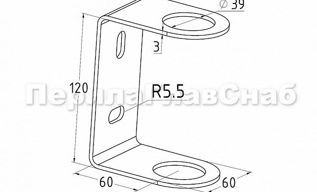 Боковой крепеж С-пластина для Ø38.1 мм, (AISI 201) k337 2