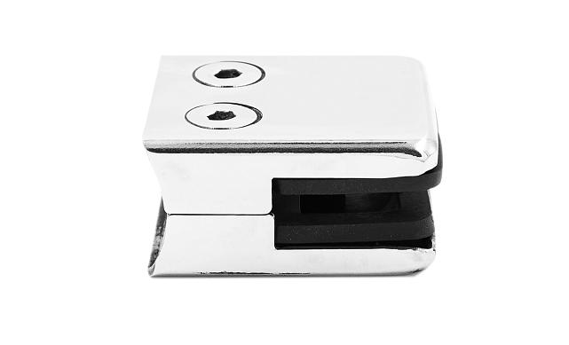 Стеклодержатель штампованный, под стекло 10 мм (5+5 мм), квадратный под стойку Ø38.1 мм (40х24х48 ) полированный AISI 304 k351-10 5