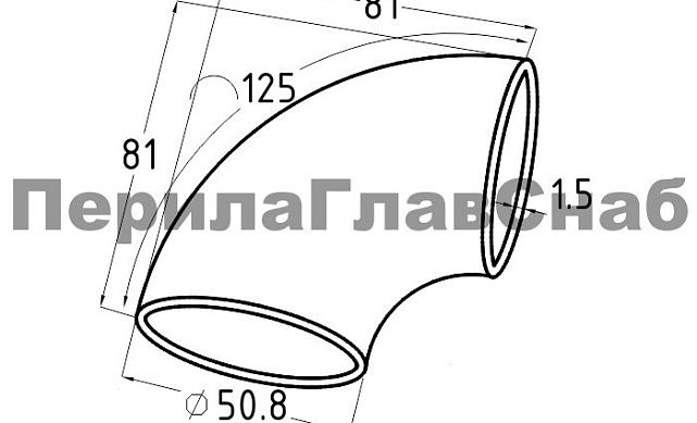 Отвод под трубу Ø50.8х1.5 мм, 600 Grit, (AISI 304) k021-10 2