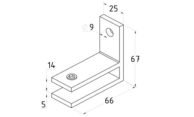 Коннектор стекло-стена верхний угловой t197 PSS 2