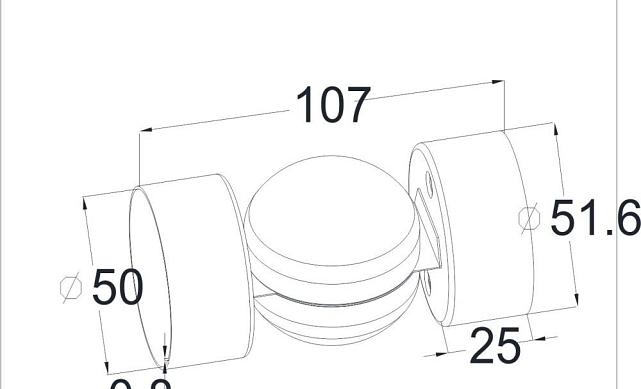 Поворот поручня, шаровый под Ø50.8х0.8 мм, полированный AISI 201 k053-7 2