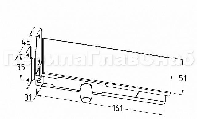 Фитинг на фрамугу с осью и монтажной пластиной, под алюминий t130 AL 3