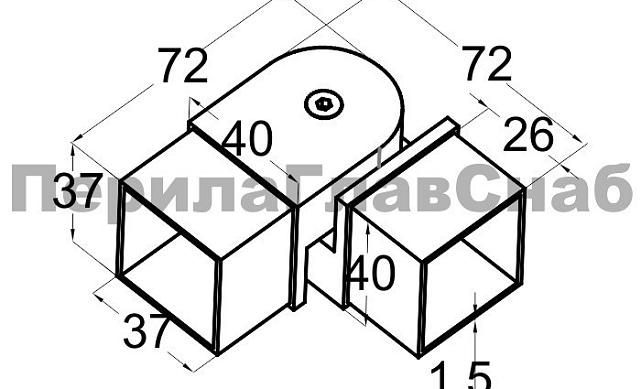 Поворот поручня 40х40 мм, регулируемый, полированный, (AISI 304) k366 2