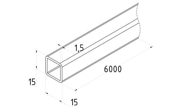 Труба нерж. AISI 304, 15х15 x1.5 х 6м, полированная k878 2
