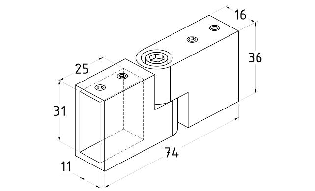 Коннектор регулируемый для трека 30х10 мм, нержавеющая сталь AISI 304, черная t465 BL 2