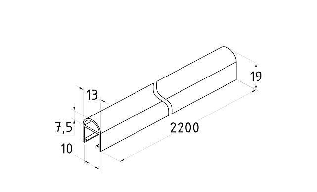 Уплотнитель для стекла 8 мм, дверь-стекло 2200 мм, непрозрачный черный t212-2 BL-U 2