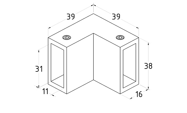 Соединитель труба-труба для трека 30х10 мм, 90°, нержавеющая сталь AISI 304, черная t460 BL 2 Соединитель труба-труба для трека 30х10 мм, 90°, нержавеющая сталь AISI 304, черная t460 BL 2