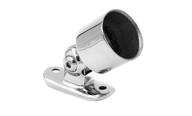 Наконечник наружный на стойку Ø25.4 мм, с регулируемым ложементом под трубу Ø38.1 мм, литой, полированный, нержавеющий AISI 304, k326 3