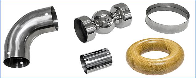 Соединители и отводы для деревянного поручня в Красноярске. Комплектующие для лестничных ограждений и перил ПерилаГлавСнаб