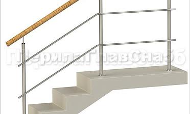 Два ригеля на сварке, круглый пластиковый поручень и круглые стойки купить в Красноярске