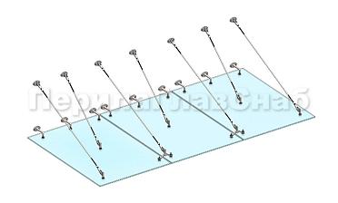 Комплект фурнитуры для козырька 1800х3700 (на вантах/тягах) k671-18-37 купить в Красноярске